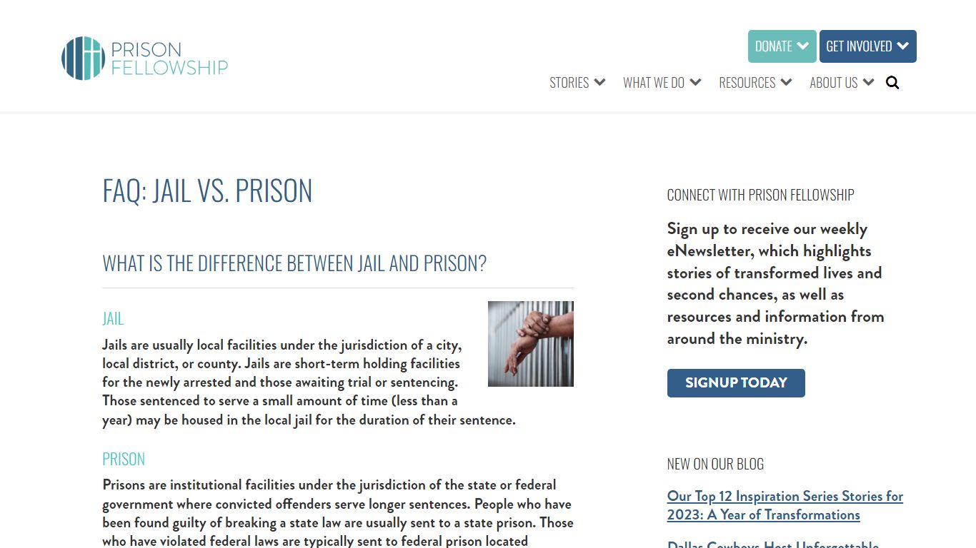 FAQ: Jail vs. Prison